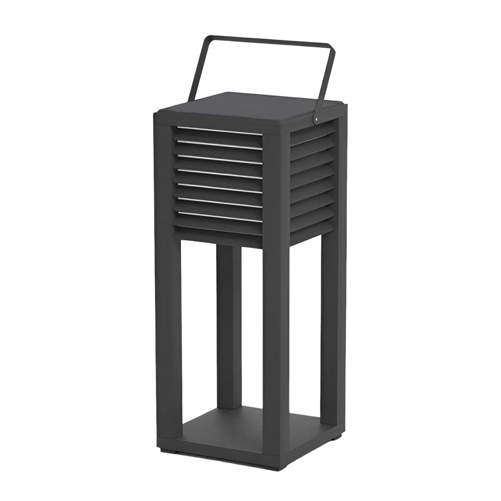Modern Black Square Solar Outdoor Lantern — Stainless Steel & PC, Portable LED, IP65 Weatherproof