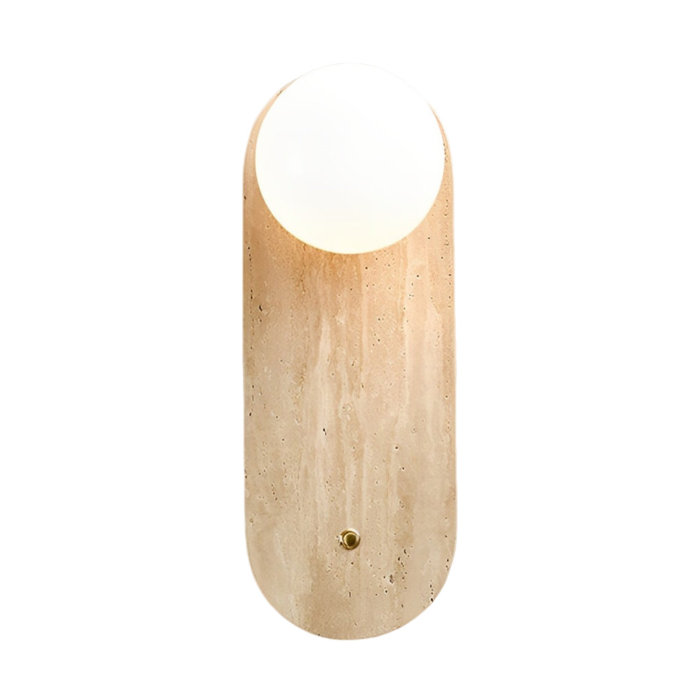 Yellow Travertine Wall Sconce — Wabi-Sabi, G9 Hardwired, 3000K Warm White, Round or Long