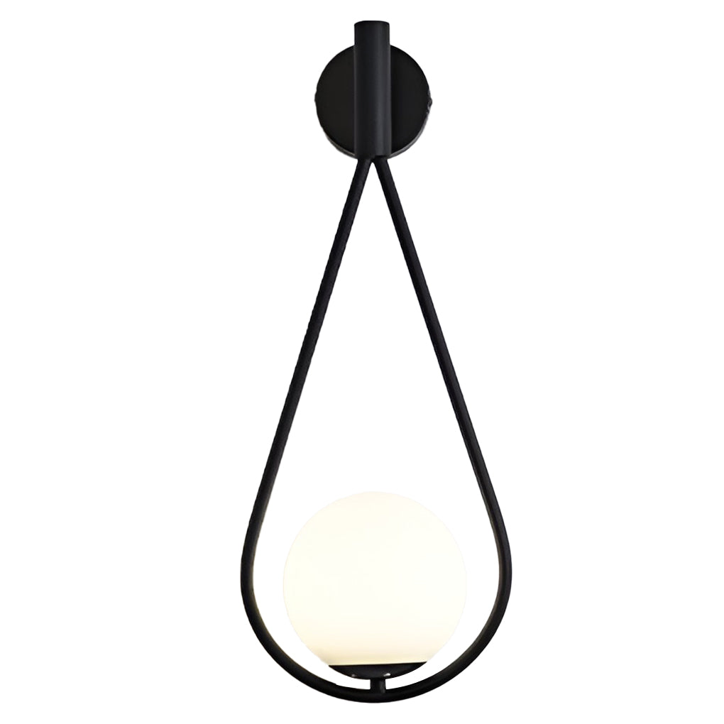Waterdrop Wall Sconce — Iron and Glass, E27, 9" × 22", Black or Gold