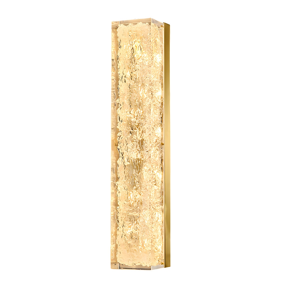 Rectangular Modern Wall Sconce — Brass and Clear Resin, Hardwired LED, 24W / 36W, 3000K Warm White