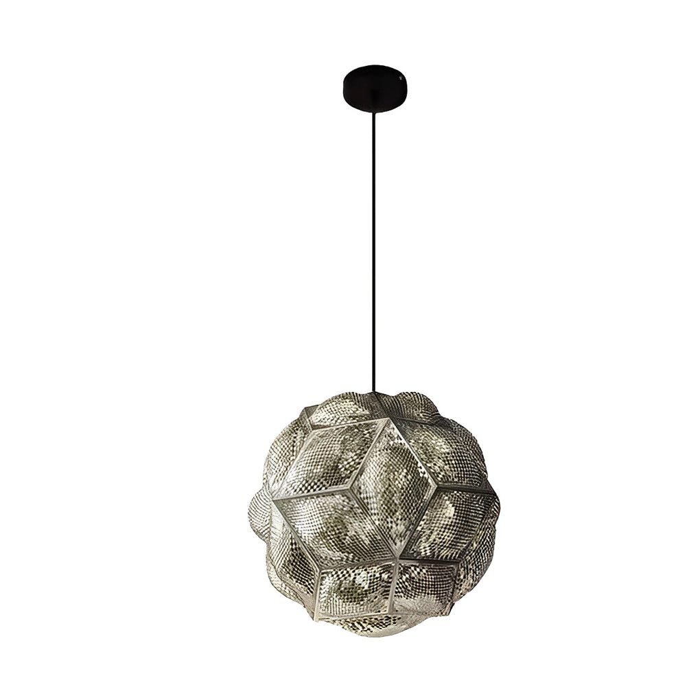 Postmodern Irregular Ball Chandelier — Stainless Steel, 3D Sculptural, Chrome or Gold, 12" or 17"