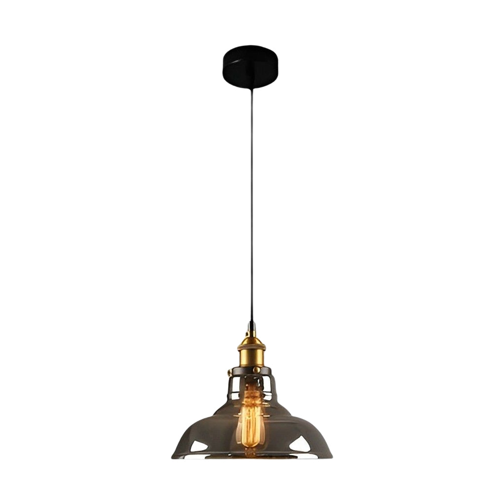 Industrial Retro Mini Pendant — Electroplated Smoke Gray Glass, Adjustable 59" Cord