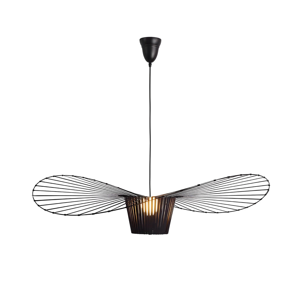 French Hat Fabric Chandelier — Metal Frame, E27, Adjustable, 23.6" or 31.5", Black / Brown / White