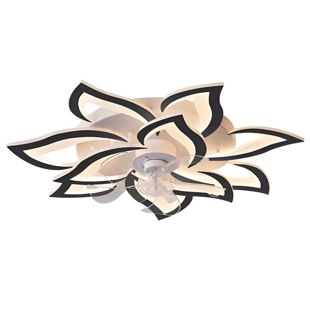 Nordic Ceiling Fan Lights with Creative Flower-Shaped Design and Three-Step Dimming LED Luxe