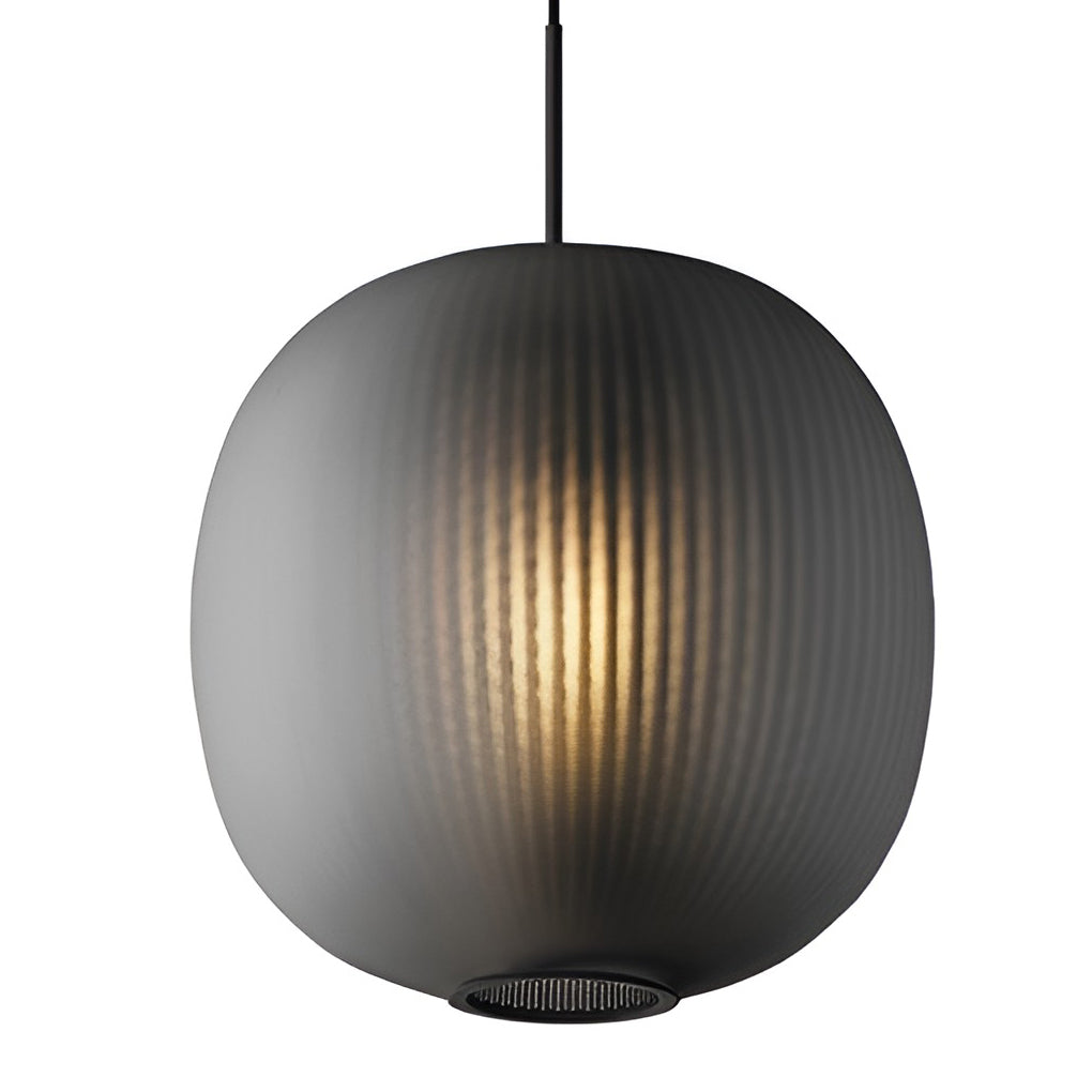 Round Lantern Pendant Light — Glass, LED, 9" Diameter, Black or White