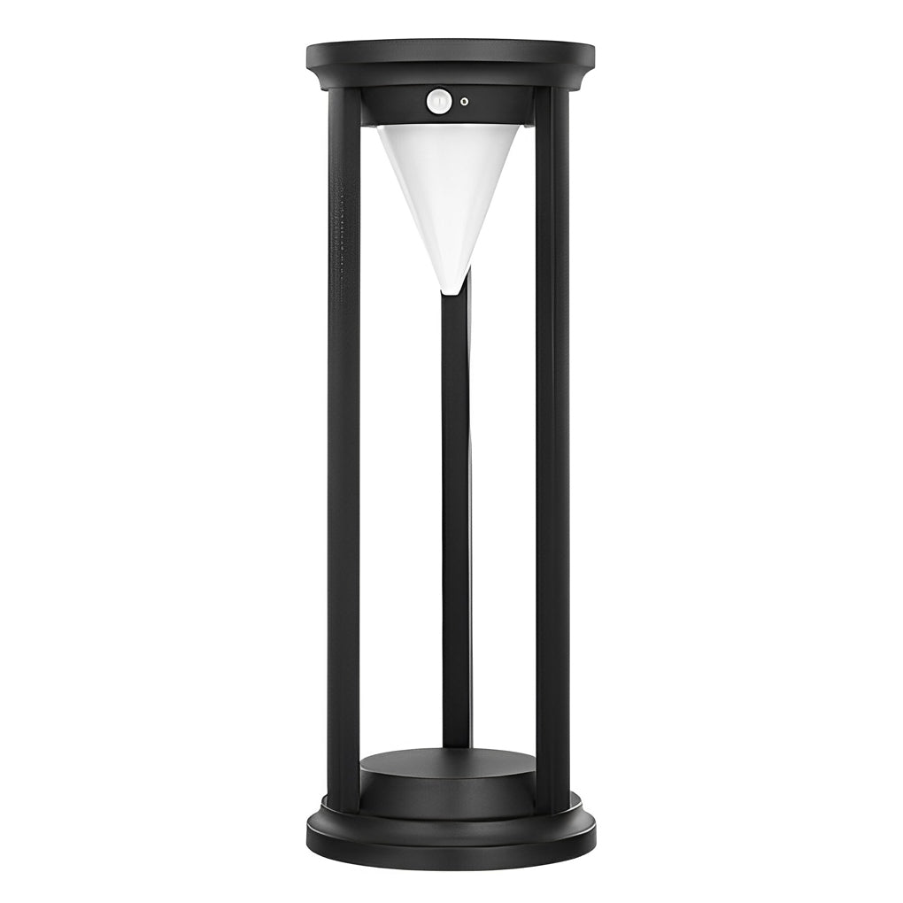 Modern Black Solar Bollard Path Light — Die-Cast Aluminum, LED, Three-Step Dimming (3000K/4500K/6000K), IP55 Weatherproof
