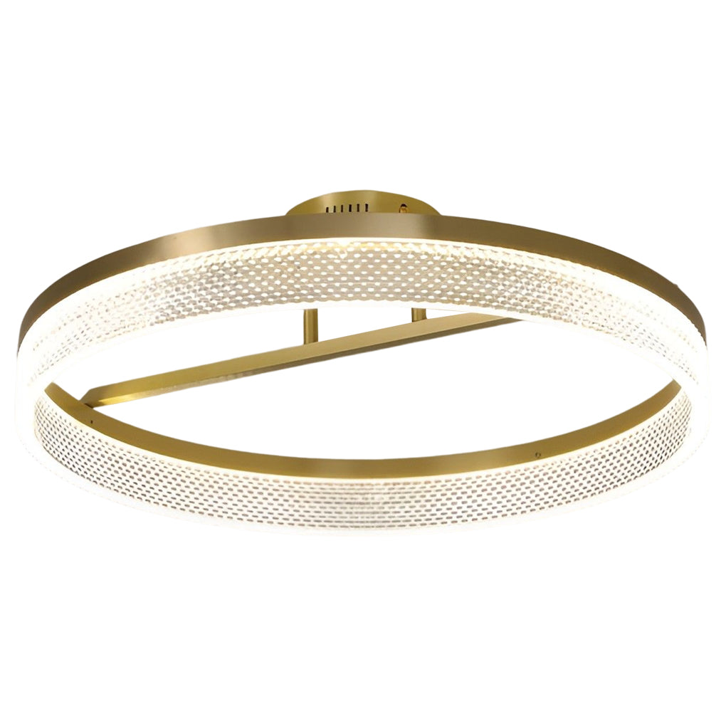 Minimalist Round LED Semi-Flush Mount — Copper, Gold Finish, 60W, 3000K/4500K/6000K, 20" Diameter