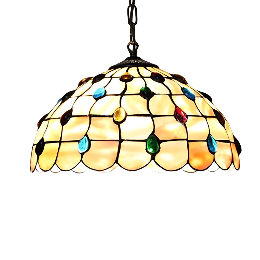 Baroque Mini Pendant Chandelier — Handmade Welded Colorful Glass, E27, 11.8" Diameter