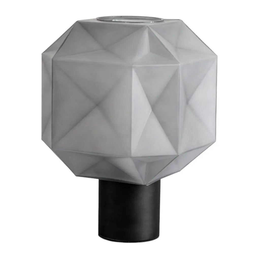 Modern Table Lamp with 1-Light Cylinder and Cubo Smoke Glass Orb Luxe