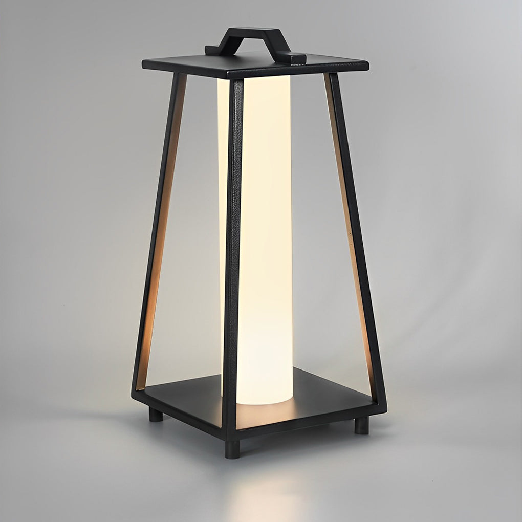 Modern Retro Portable Outdoor Floor Lantern — Galvanized Steel & Acrylic, Black, LED 12W 3000K, IP Weatherproof, 8"×18"