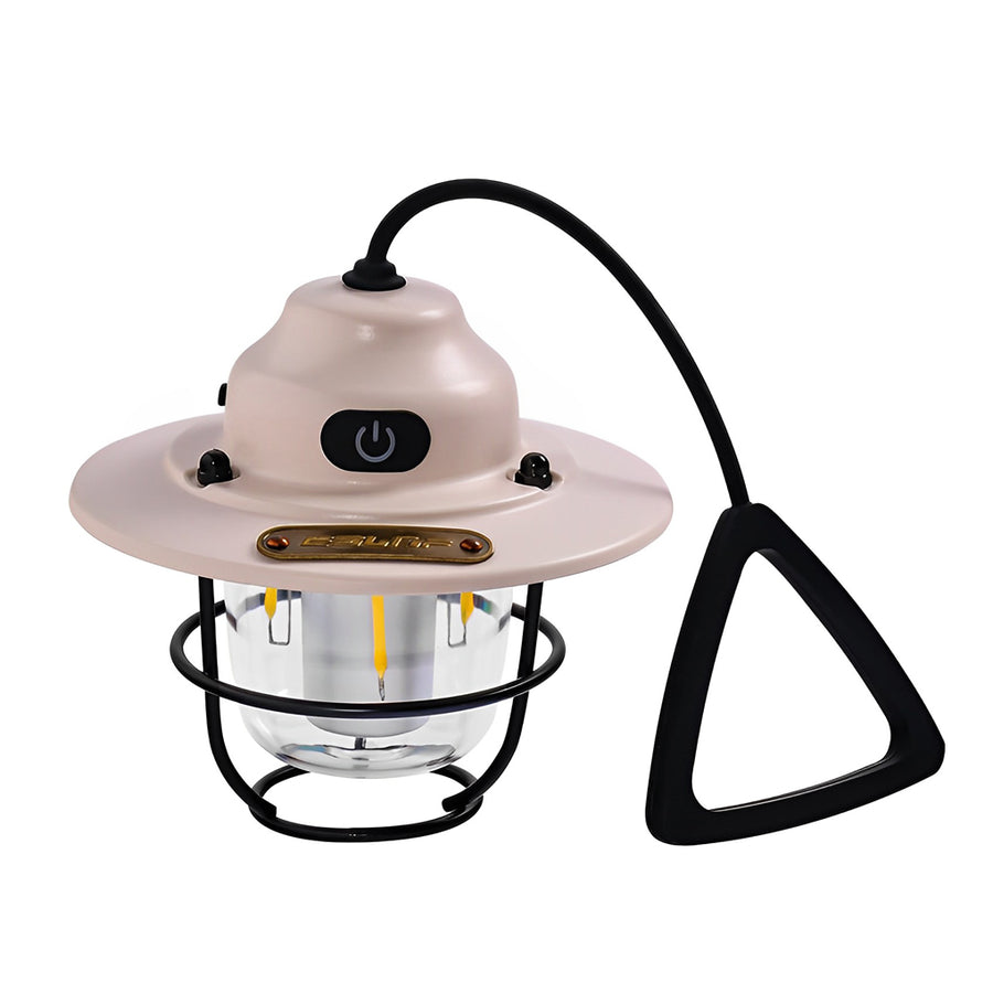 Retro Round LED Camping Lantern — Iron, ABS & PC, USB Rechargeable, 7 Lighting Modes, 2000mAh, Waterproof