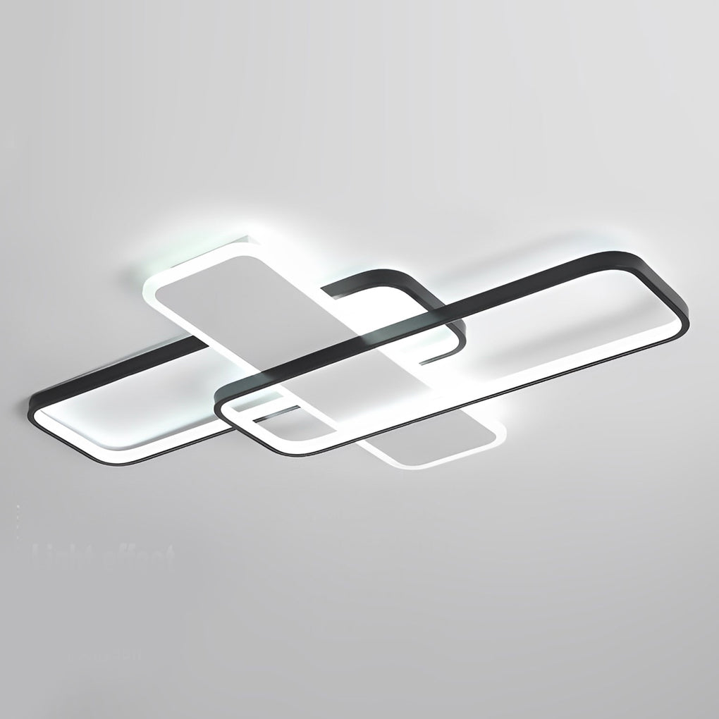 Square Overlapping Flush-Mount Chandelier — Aluminum & Acrylic, LED, Stepless Dimming, 3000K–6000K