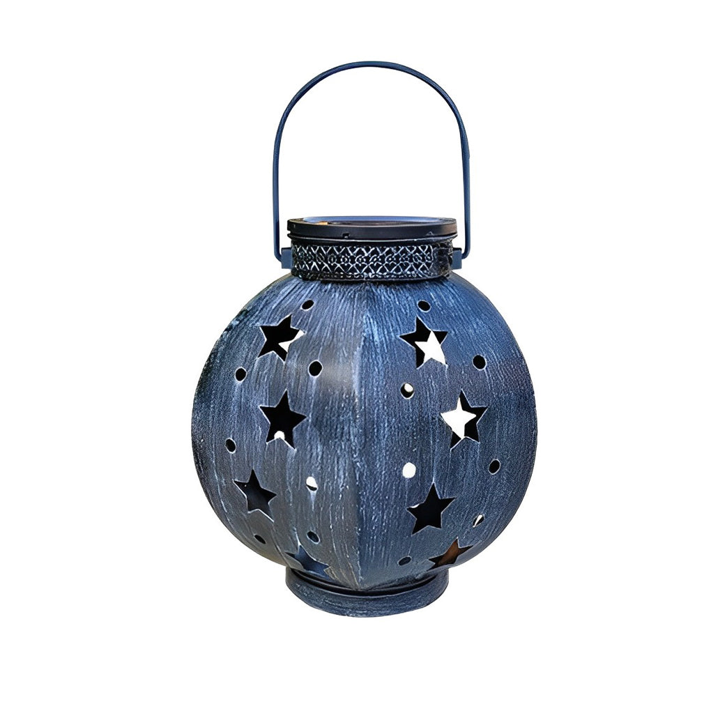 Star Projection Solar Outdoor Lantern — Iron, LED, Waterproof, 7.48" × 11"
