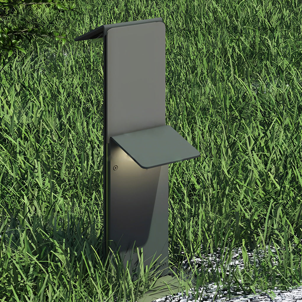 Dual-Panel Vertical LED Solar Bollard Path Light — Gray Stainless Steel, IP65, 3000K Warm White