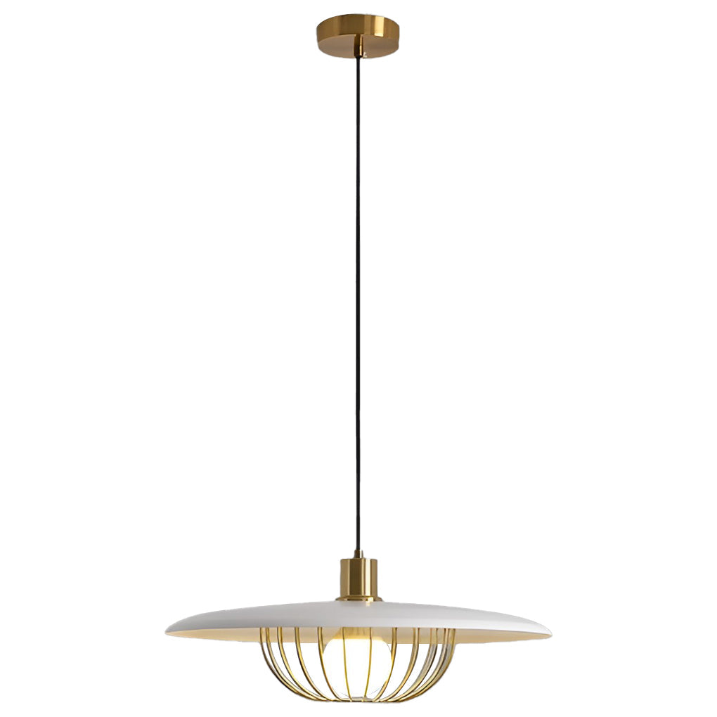 Circular Modern Pendant Light — Electroplated Iron, Three-Step Dimming, E27, Black or White, 14" or 18"