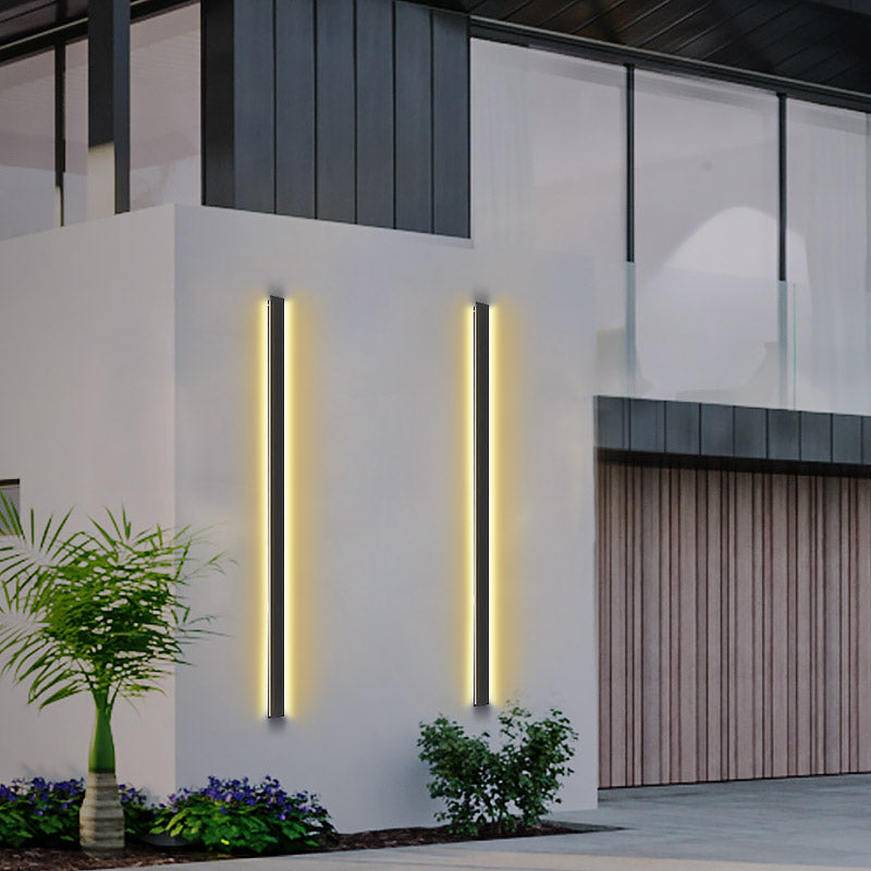Modern Waterproof Black Long LED Linear Wall Lights for Outdoor Porches