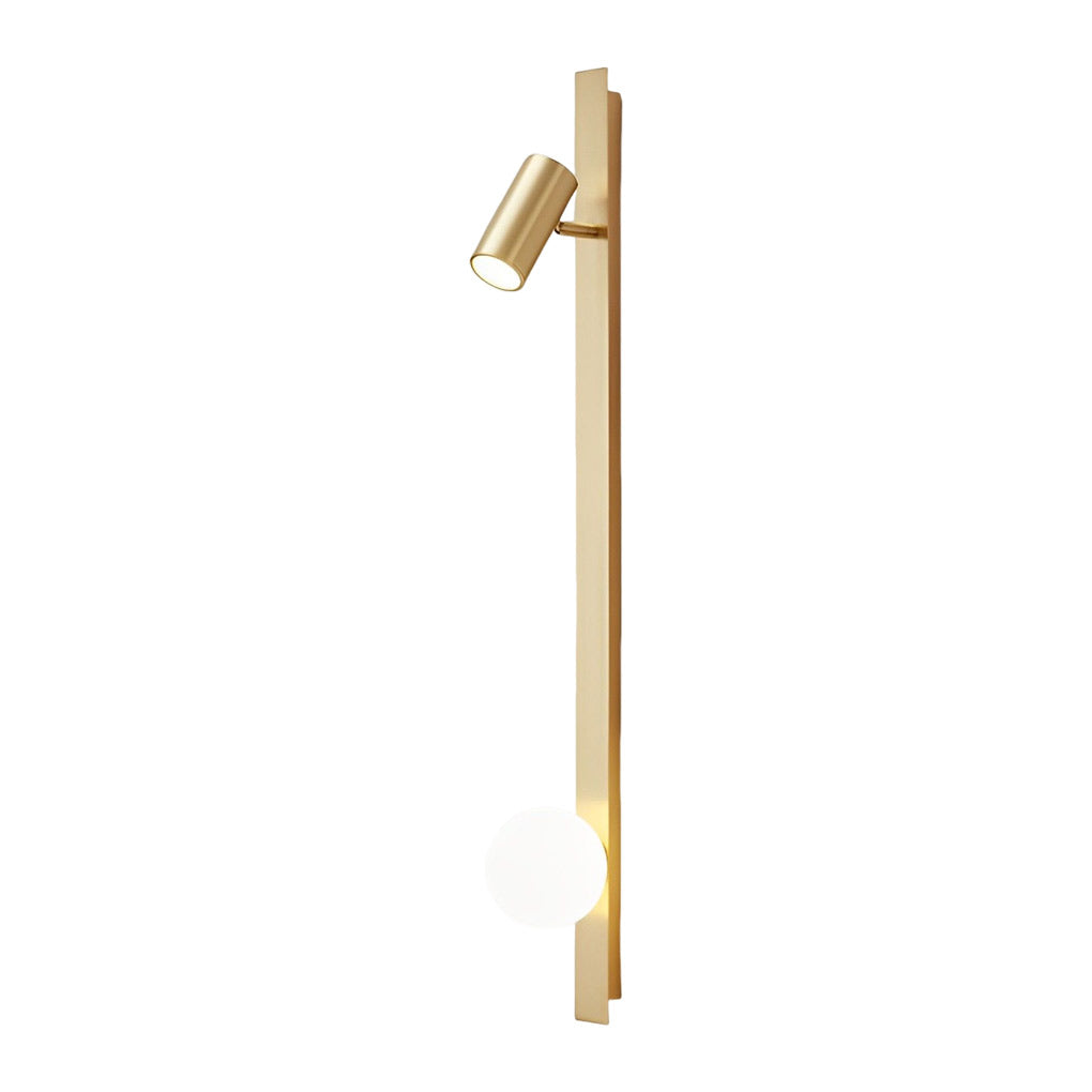 Linear Wall Sconce with Adjustable Spotlight — Black and Gold, Copper and Glass, Three-Step Dimming (3000K/4500K/6000K), LED, 31"