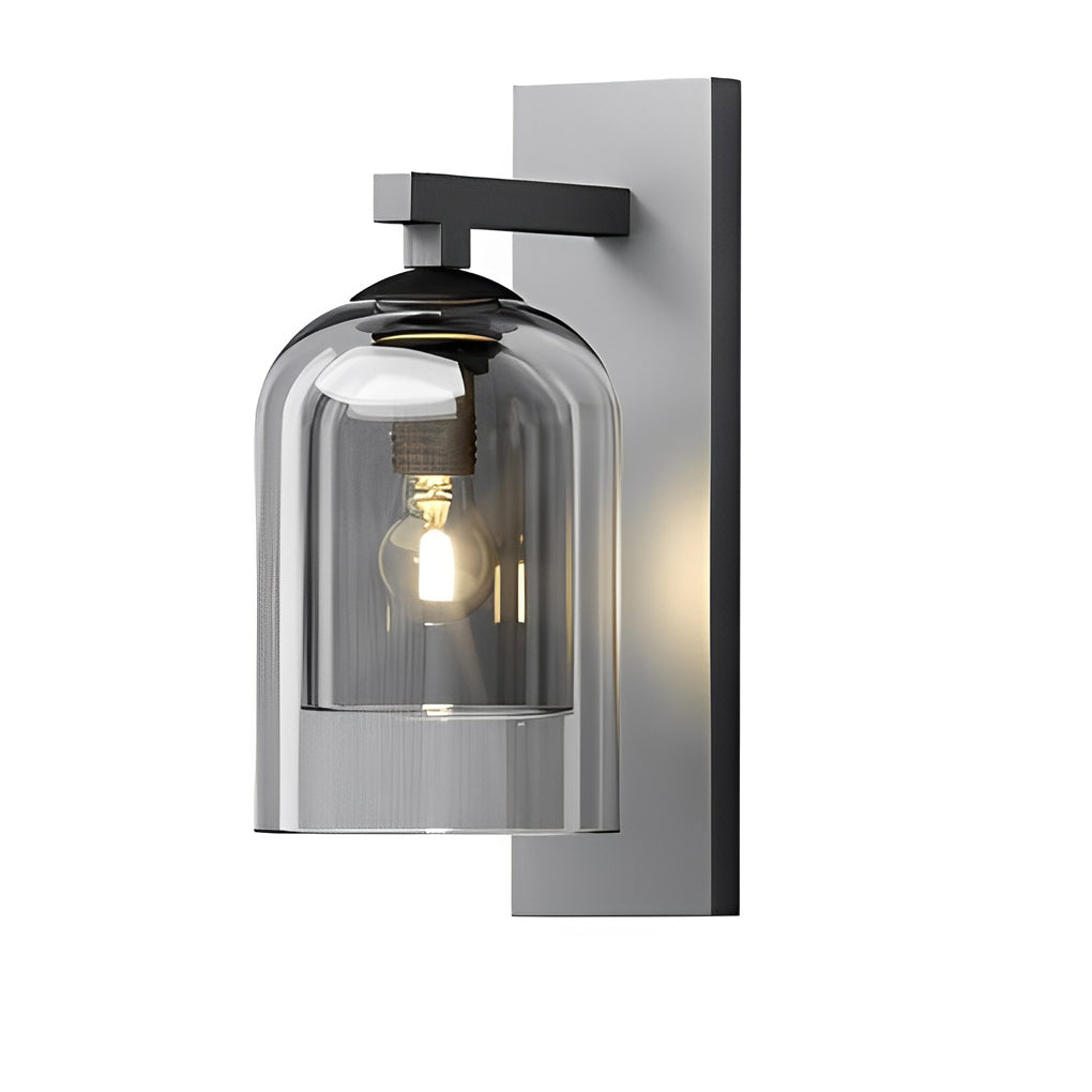 Minimalist Double-Layer Glass Wall Sconce — Iron, E27, 6" × 13", Warm White 3000K
