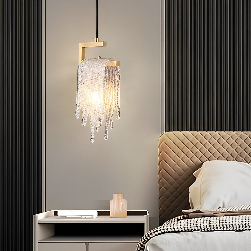 Modern Mini Pendant Light — Copper and Handmade Glass, LED, Button Switch, 3W 3000K, 7.5" Wide