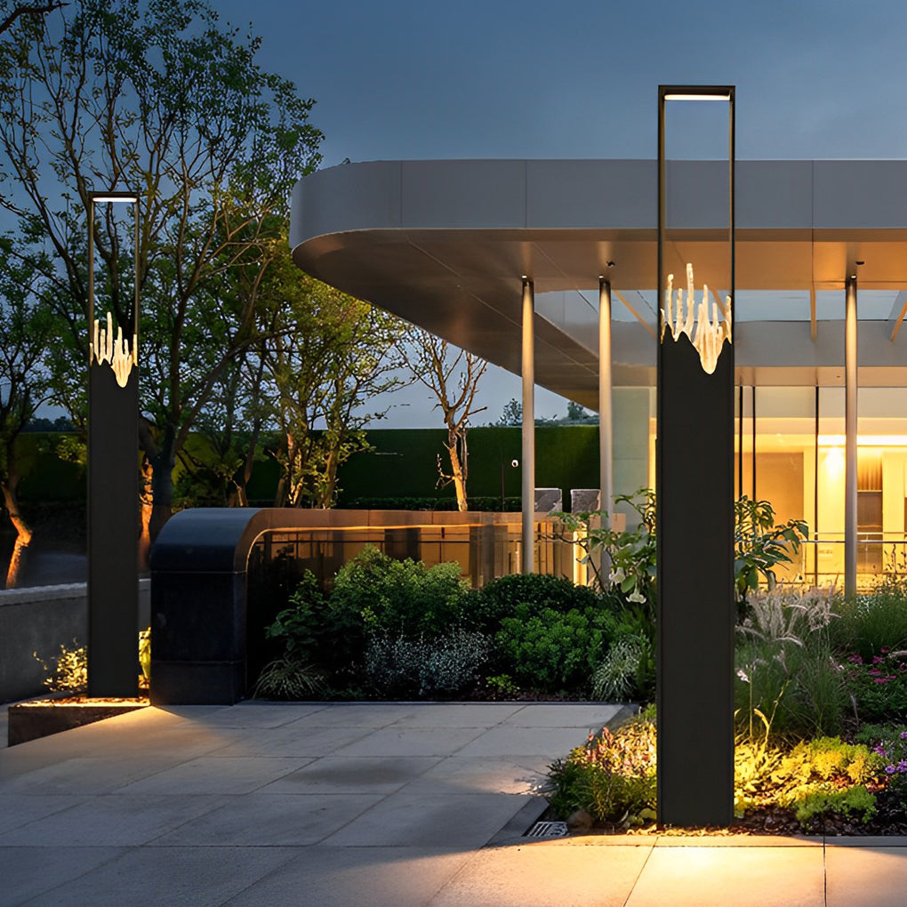 Rectangular Outdoor Pathway Light — Steel and Glass, LED, 3000K Warm White, IP65 Weatherproof, Black