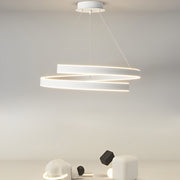 Rotating Ring Modern Chandelier — White Iron & Aluminum, LED, Three-Step Dimming, Remote Control, 20"