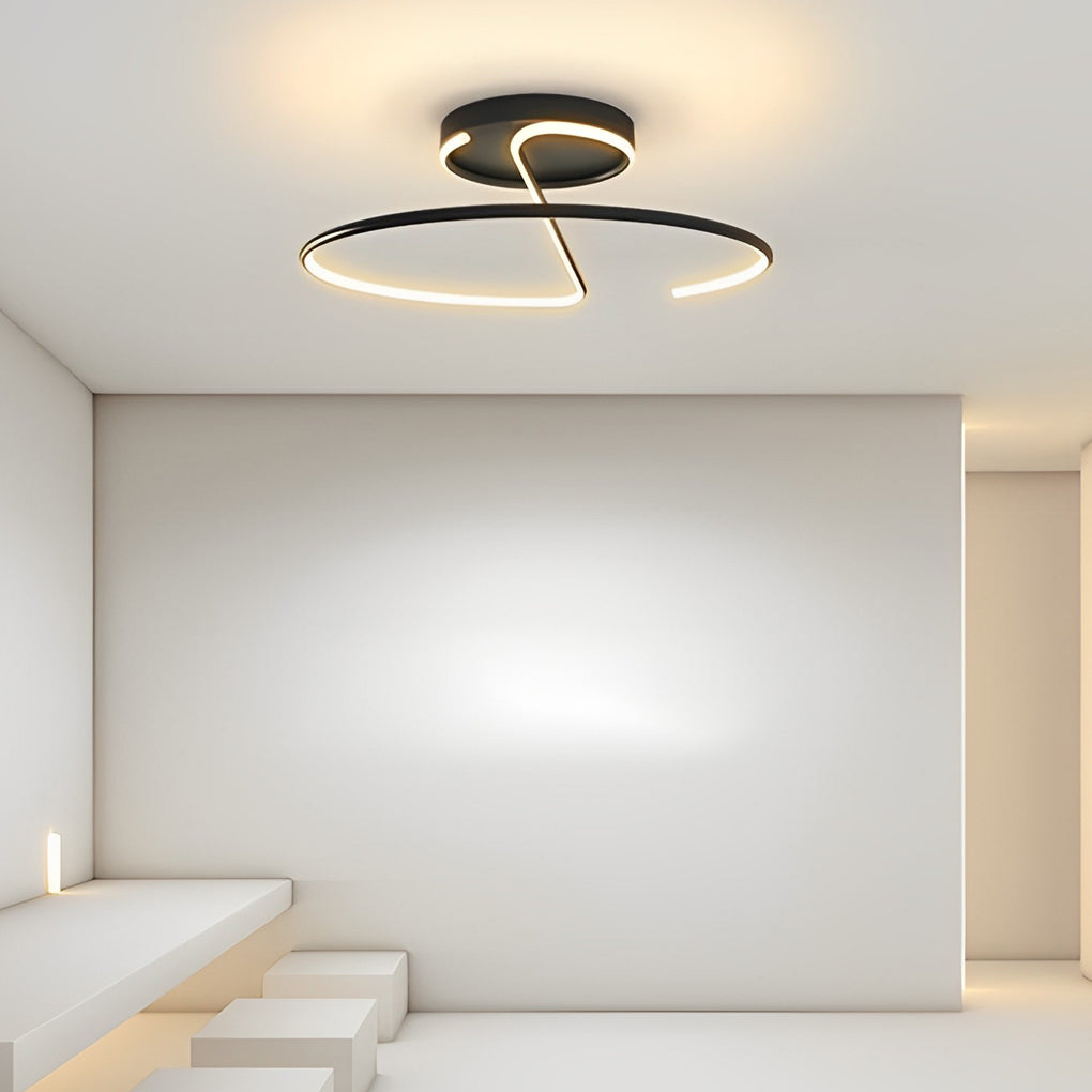 16-Inch Modern LED Semi Flush Mount Ceiling Light with Sleek Wire-Inspired Circular Design