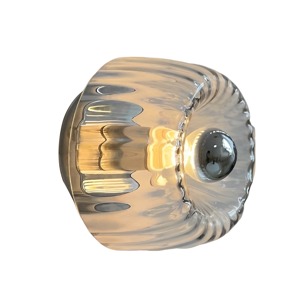 Jellyfish Round Glass Wall Sconce — Chrome or Gold Iron, 6.3" Diameter, 3000K Hardwired