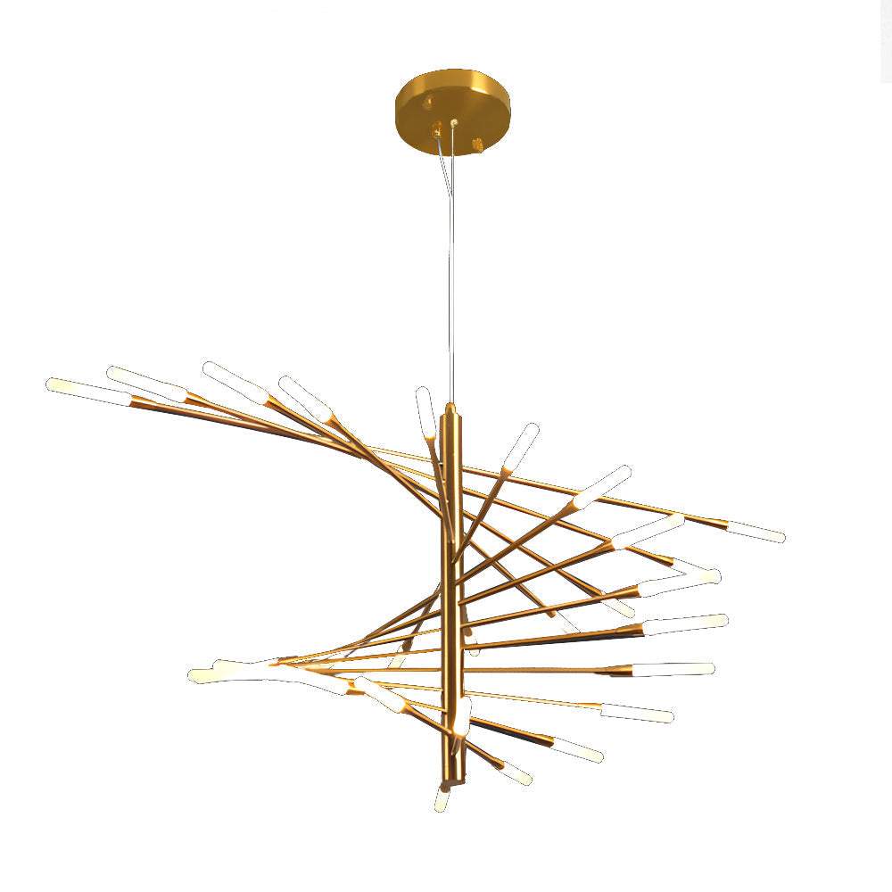 Spiral Sputnik Chandelier — Iron, Aluminum & Acrylic, 10/15/20-Light, Dimmable 3000K–6000K, Gold or Black