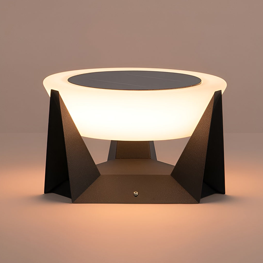 Modern Gray Solar Deck Post Light — Stainless Steel & PC, LED Warm White 3000K, IP65 Weatherproof