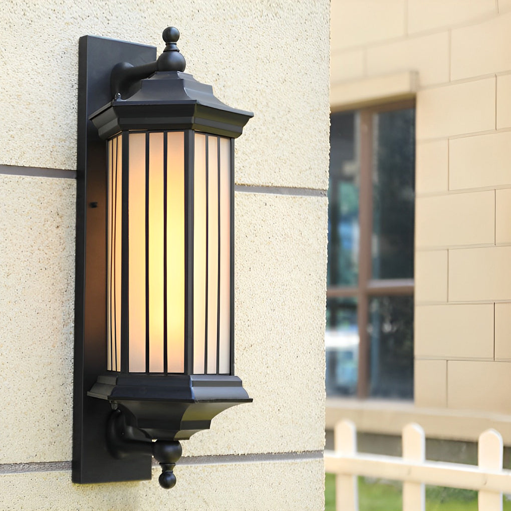 Modern Retro Outdoor Wall Sconce — Cast Aluminum, Black, Waterproof, 3000K Warm White, 8.7" × 23.6"