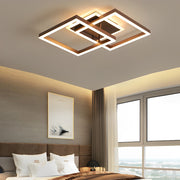 Modern Square Overlapping LED Semi-Flush Mount — Brown Aluminum & Acrylic, 64W / 80W, 3000K / 6000K