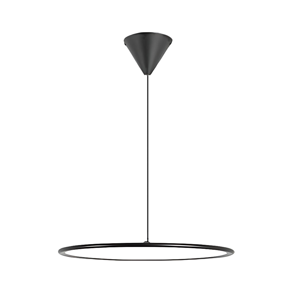 Minimalist Industrial Circular Linear Pendant Light — Metal, Stepless Dimming, 16", 20", or 24", Black or White