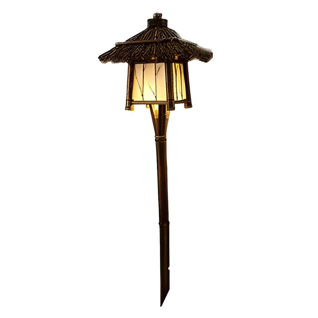 Branch Pattern Bamboo Lantern — Outdoor Hanging or Post Light, E27, Waterproof, 12" Rustic Farmhouse