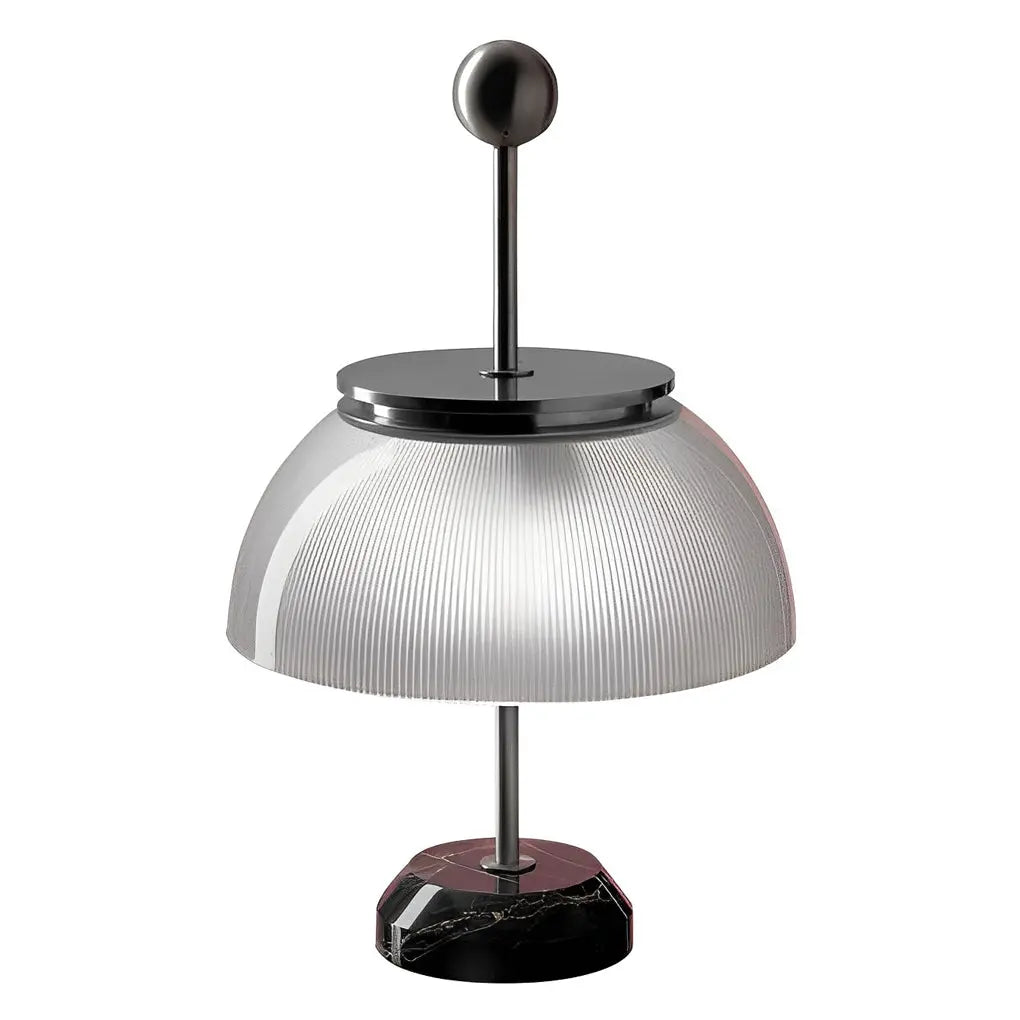 Italian Accent Table Lamps with Ribbed Glass Bowls and Metal Base Luxe
