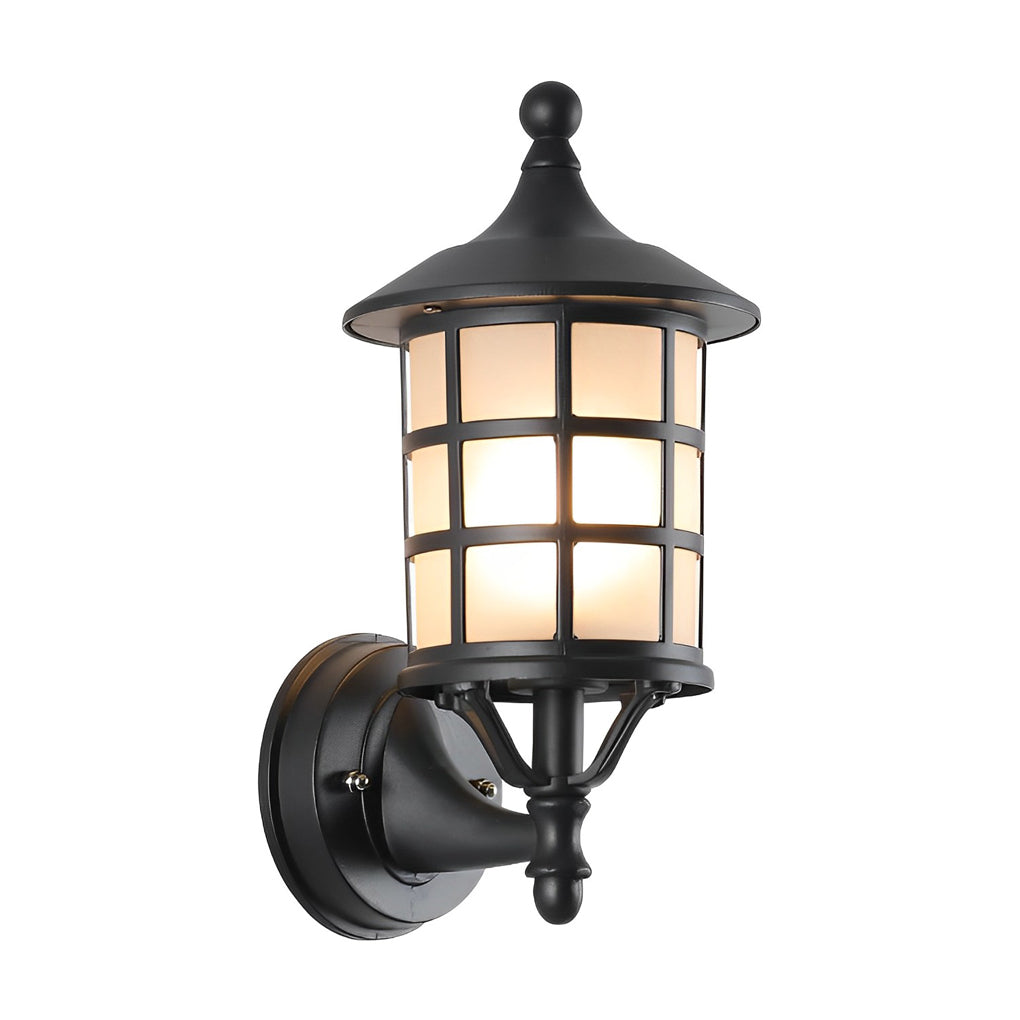 Retro Round Solar Outdoor Wall Sconce — Black Die-Cast Aluminum and Glass, IP65, Three-Step Dimming, Remote Control