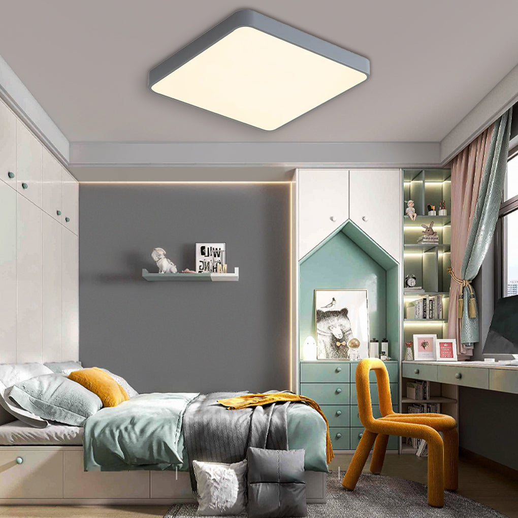 Modern Square LED Flush-Mount Ceiling Light — Metal, PVC & Acrylic, 20W, 3000–5400K, 16"