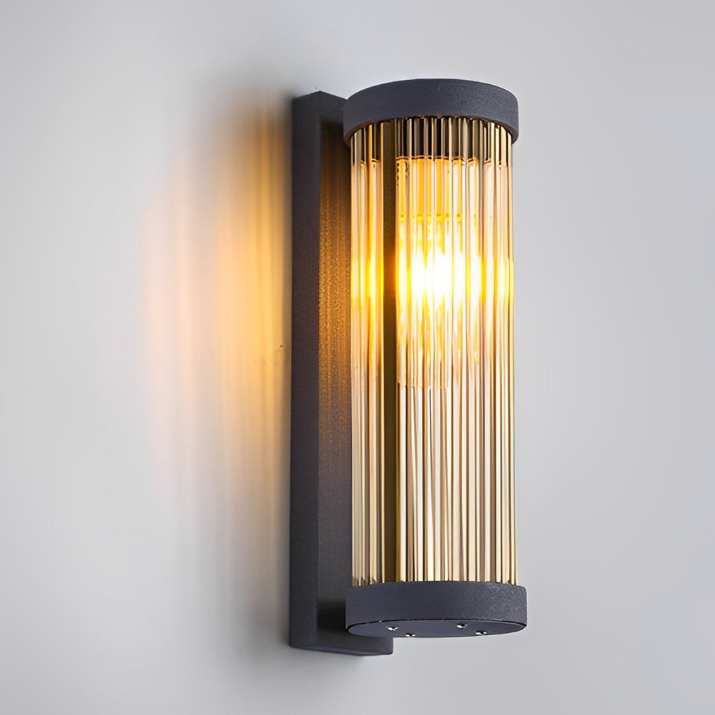 Modern Black Solar / Hardwired Outdoor Wall Sconce — Stainless Steel and Glass, LED, IP54 Weatherproof