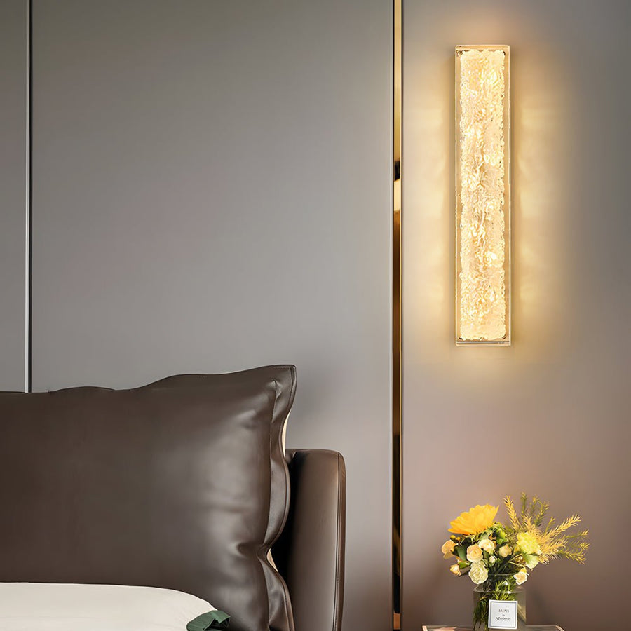 Rectangular Modern Wall Sconce — Brass and Clear Resin, Hardwired LED, 24W / 36W, 3000K Warm White