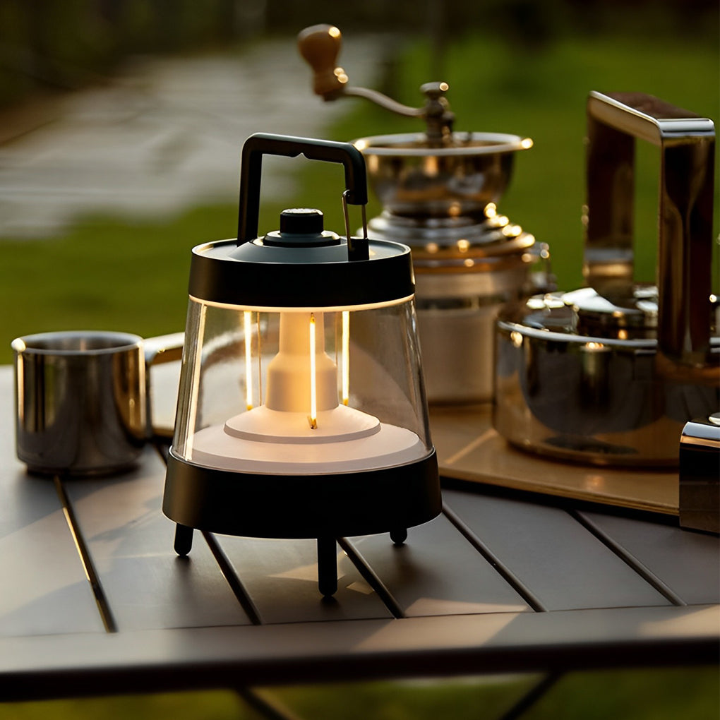 Forest Green Rechargeable Camping Lantern — ABS+PC, USB 5V, LED Dimmable, IP65 Waterproof, 15-Hour Battery, 5" × 7"