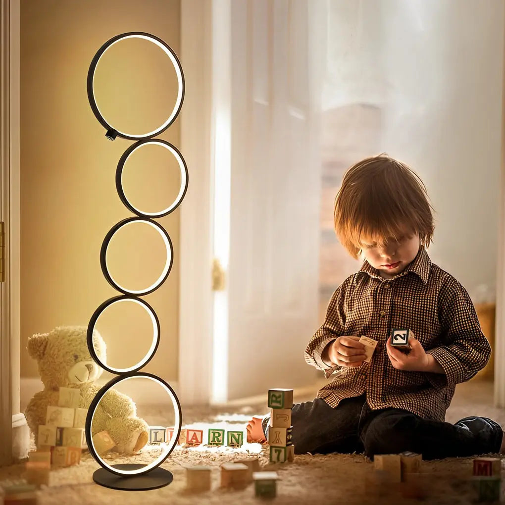 Contemporary 5-Circle LED Floor Lamp with Artistic Design Luxe