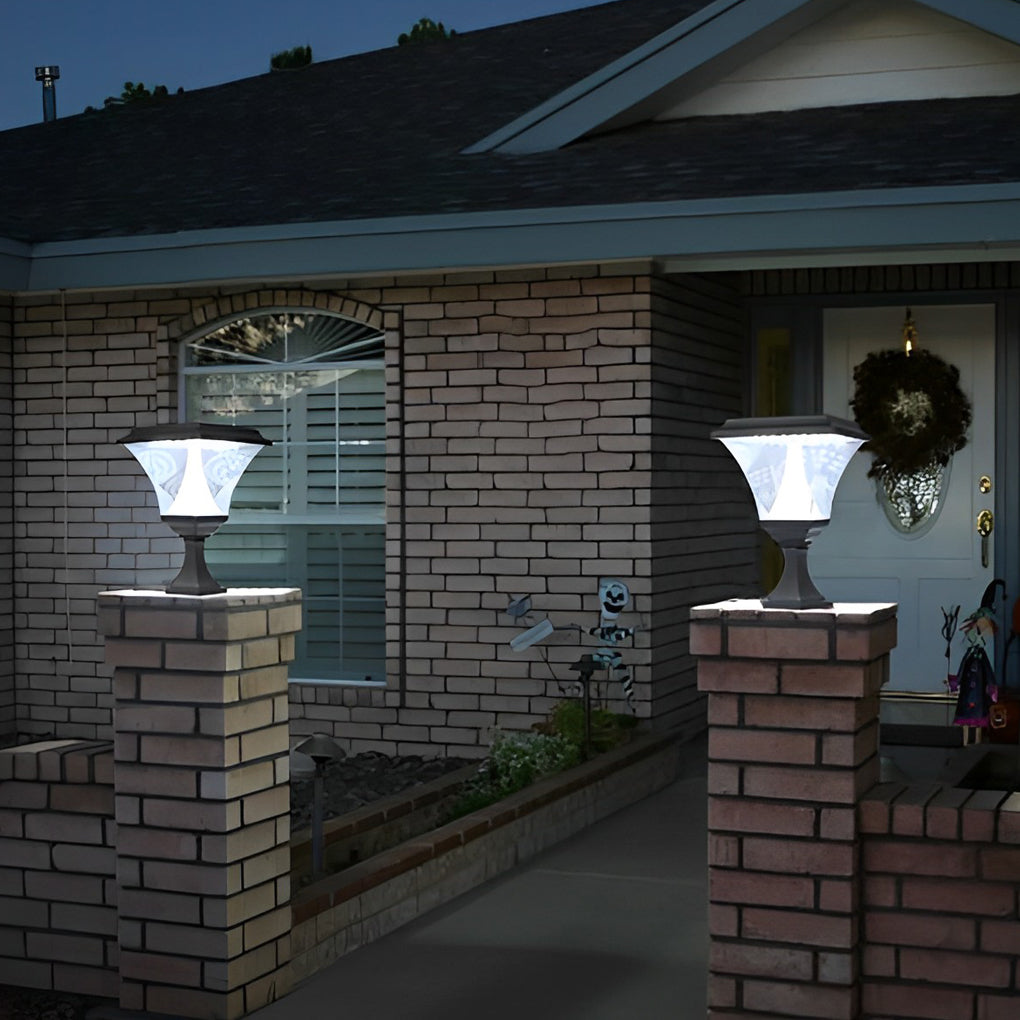 Retro Square Solar Fence Post Light — Matte Black Aluminum, LED, IP65, 3000K / 6000K, 12" × 12" × 18"