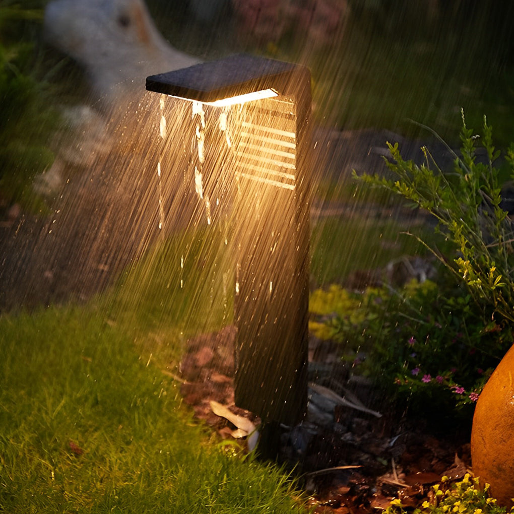 Modern Solar LED Bollard Path Light — ABS+PC, Black, Dusk-to-Dawn Auto On/Off, IP64, 4V/2W, 6000K/3000K