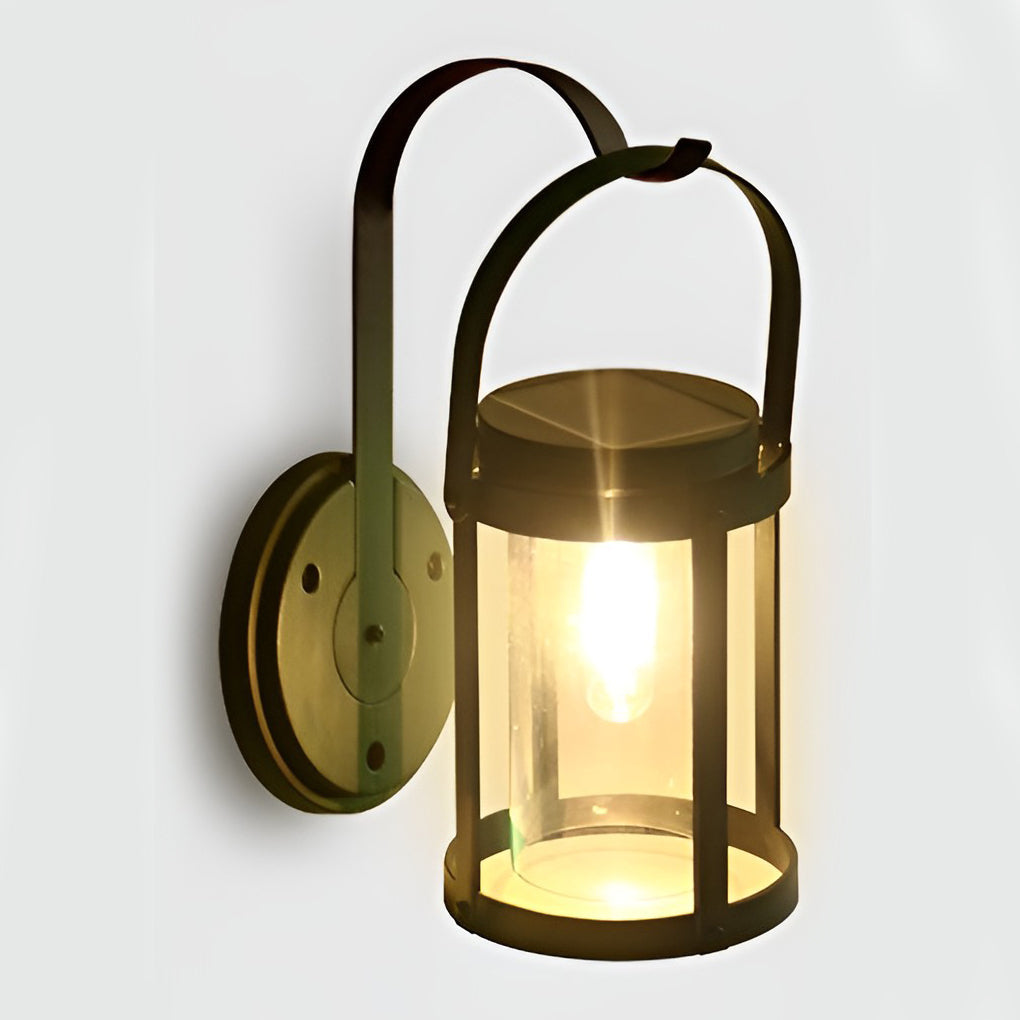 Lantern Outdoor Solar Wall Sconce — Black ABS, LED, 2800–3200K, IP Weatherproof, 5" Diameter