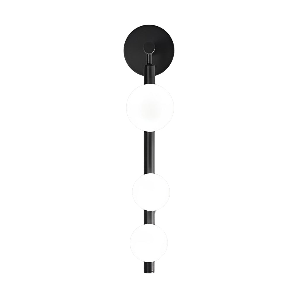 3-Globe Linear Wall Sconce — Electroplated Metal, Milky Glass, G9, Modern