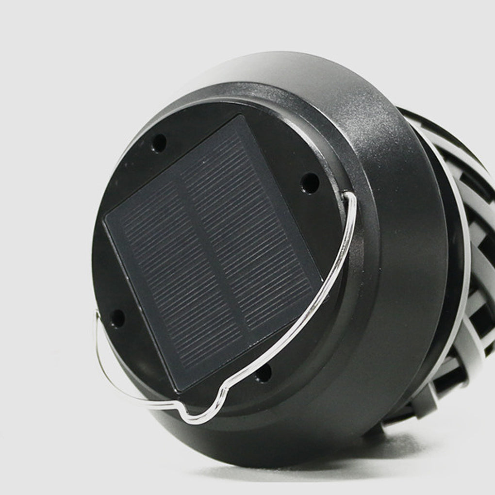 Flickering Flame Portable Solar Lantern — ABS + PC, LED 0.5W, USB Rechargeable, IP55, 3-Mode, Black