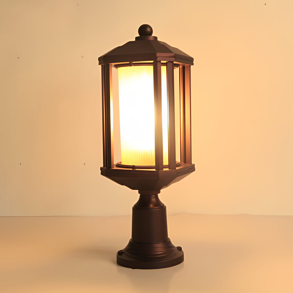 Outdoor Pillar Lamp in Retro Aluminum - Waterproof Rose Gold American Style