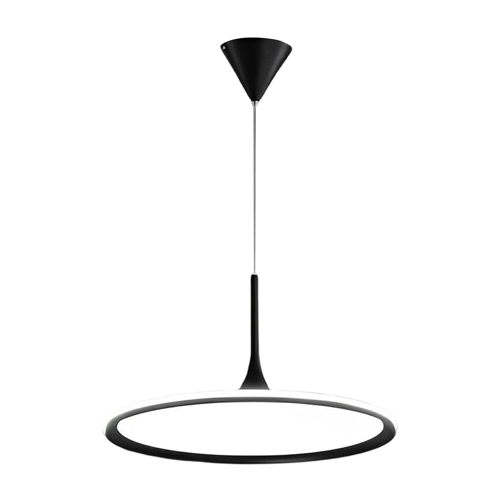 Minimalist Round Ultra-Thin LED Pendant — Aluminum, Silicone Light Guide, 16" Diameter, 3000K / 6000K