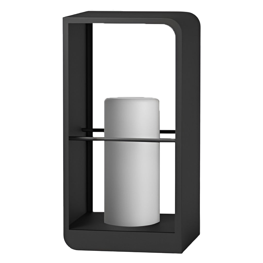 Modern Black Rectangular Frame Outdoor Lantern — Stainless Steel & PMMA, Solar / Hardwired, LED 3200K, IP54, 11", 17", or 29"