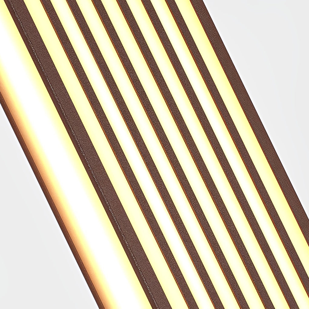 Retro Vertical Stripe Grid Outdoor Wall Sconce — Brown Stainless Steel, LED 3000K, IP65 Weatherproof, 23.6"–47.2"