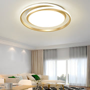 Circular LED Flush-Mount Ceiling Light — Aluminum & Acrylic, 22" Diameter, 55W, Stepless Dimming, Remote Control, 3000K–6000K